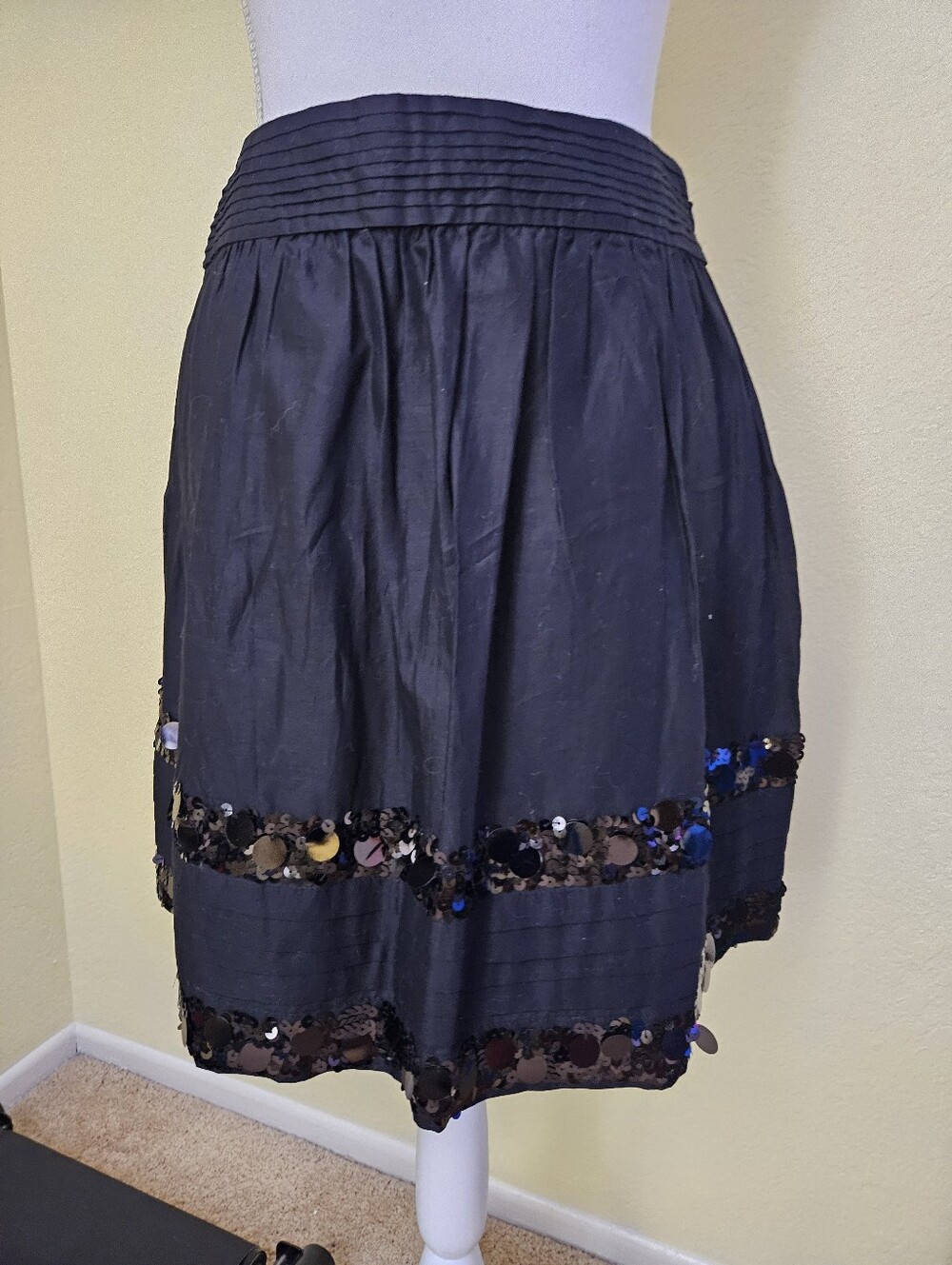 Ann taylor Black Sequin-Trim A-Line Skirt